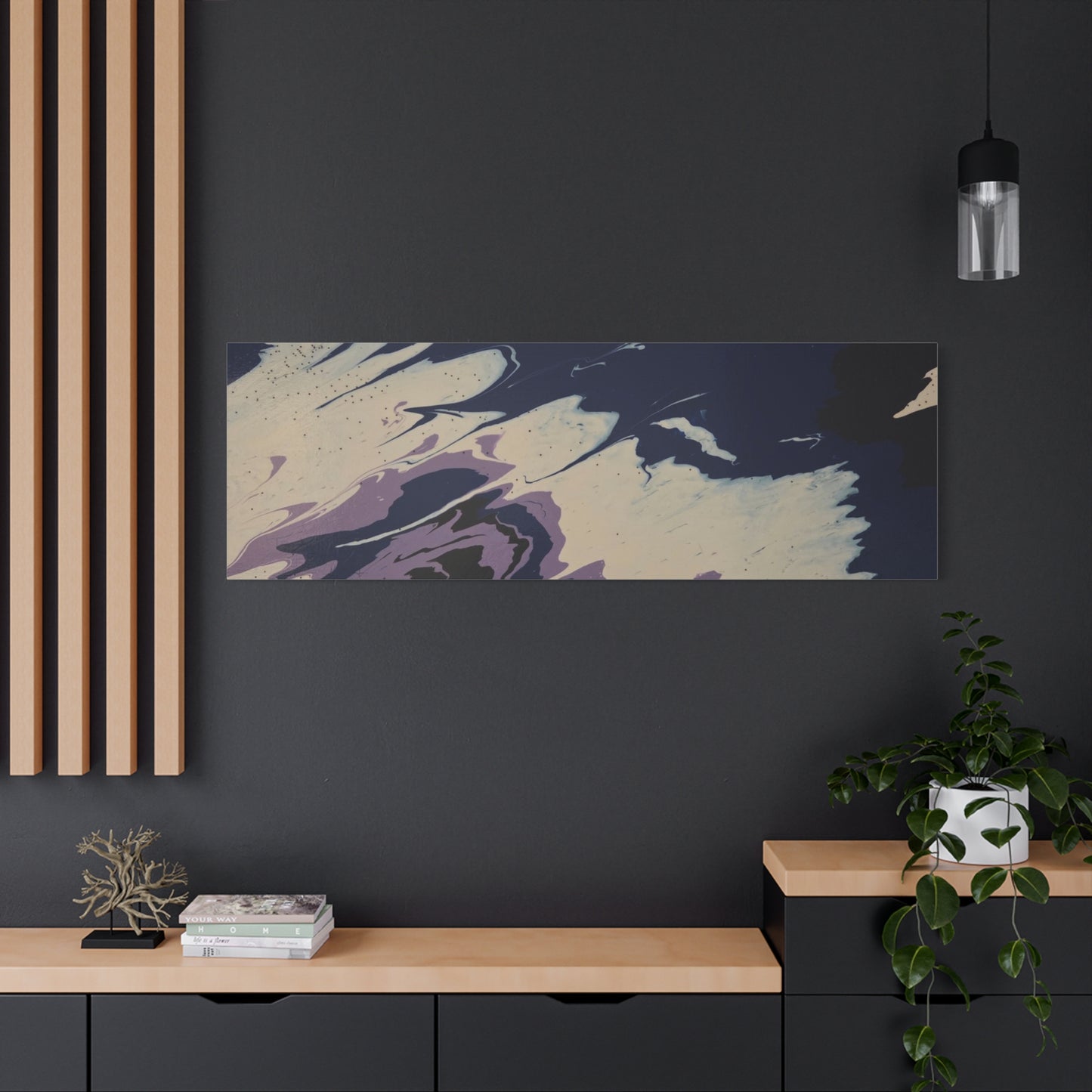 Abstract Navy & Lavender Wave Matte Stretched Canvas (1.25")