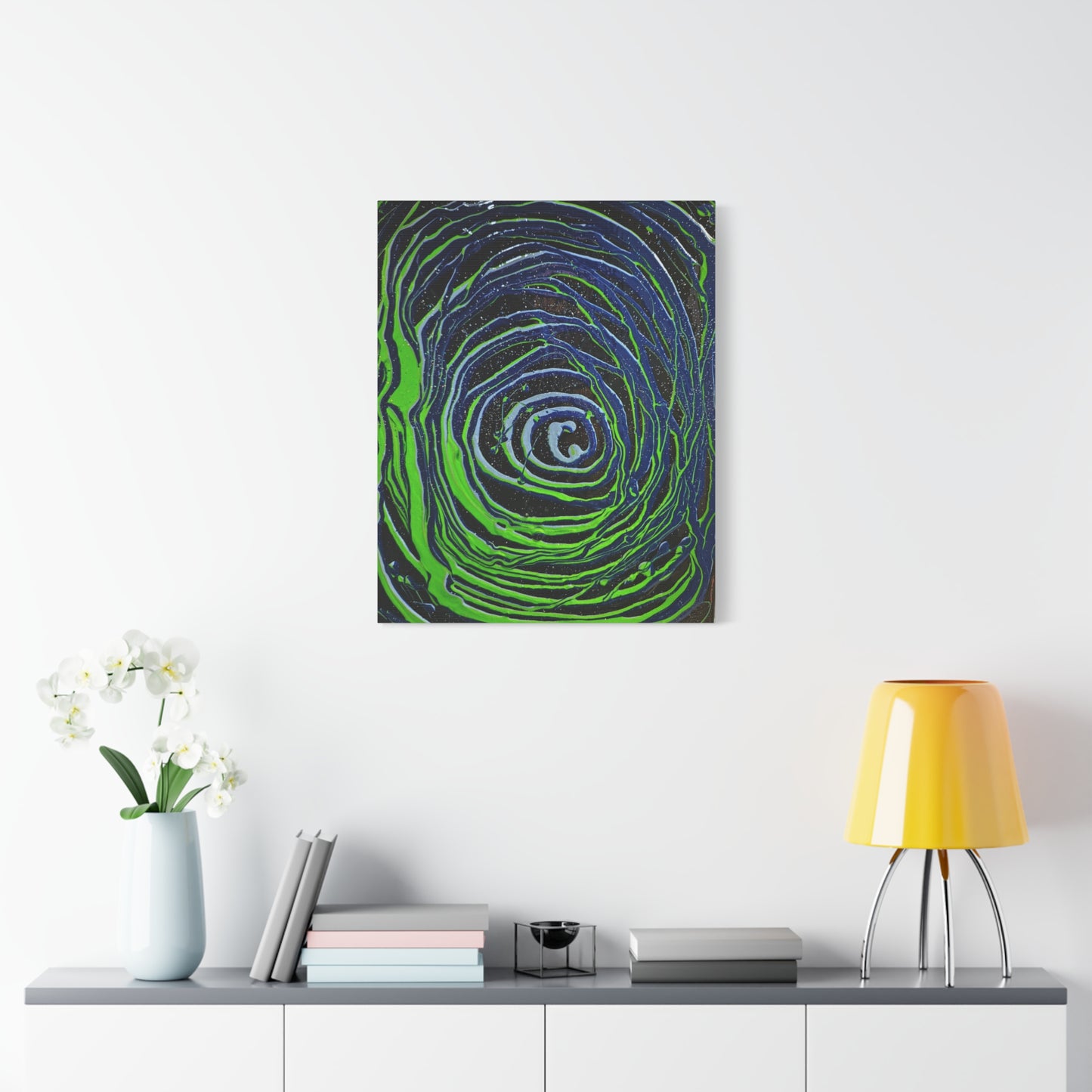 Abstract Green Swirl Matte Canvas Art — Stretched 1.25" Wall Décor