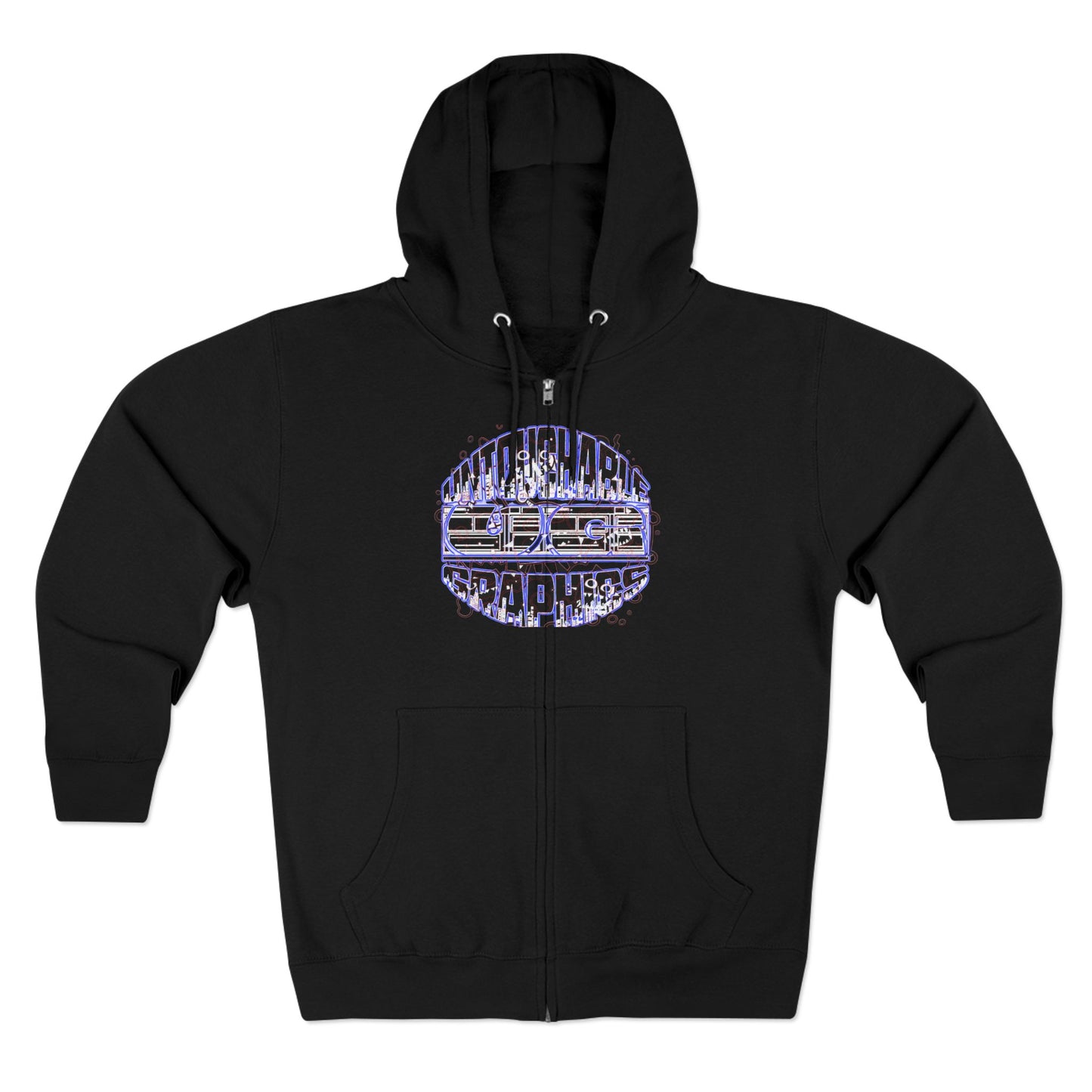 UG-logo - Zip Hoodie with Abstract Cyber Circuit Circle Graphic