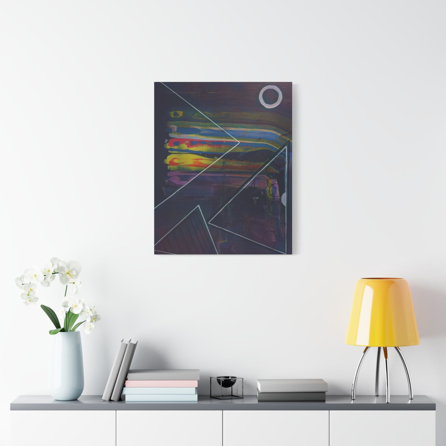 Abstract Geometric Canvas Art - 2025 astronomy – Colorful Drip Triangle Stretched Canvas