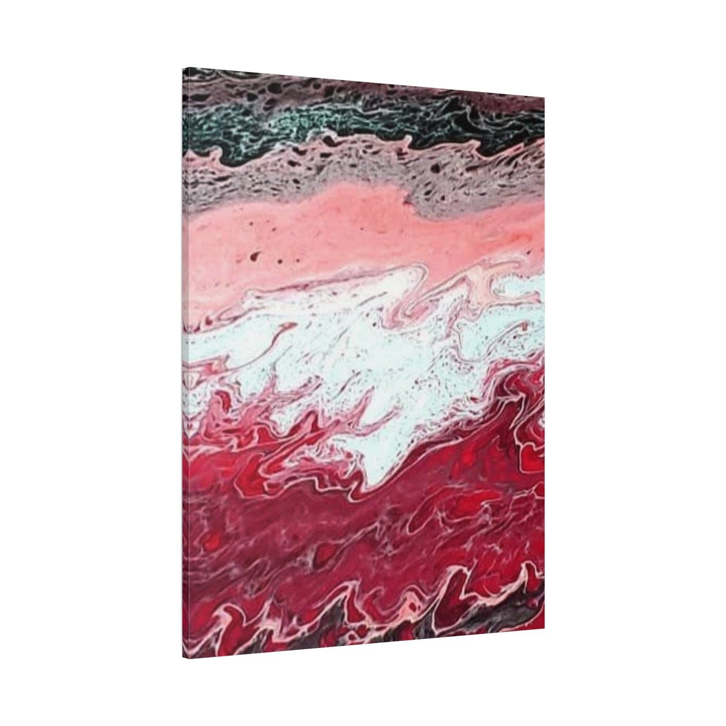 Abstract Pink & Red Fluid Art Canvas — Matte Stretched Wall Art