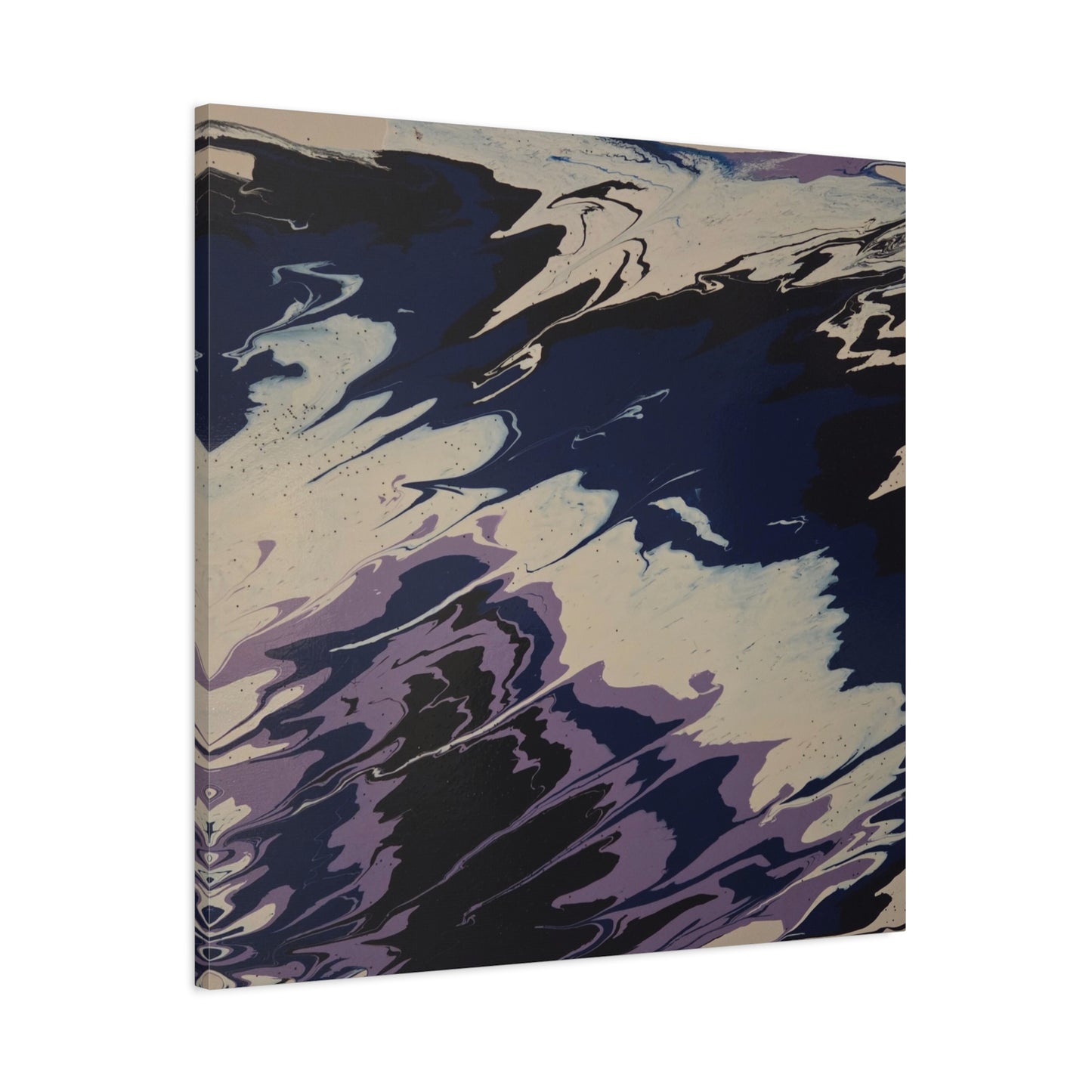 Abstract Navy & Lavender Wave Matte Stretched Canvas (1.25")