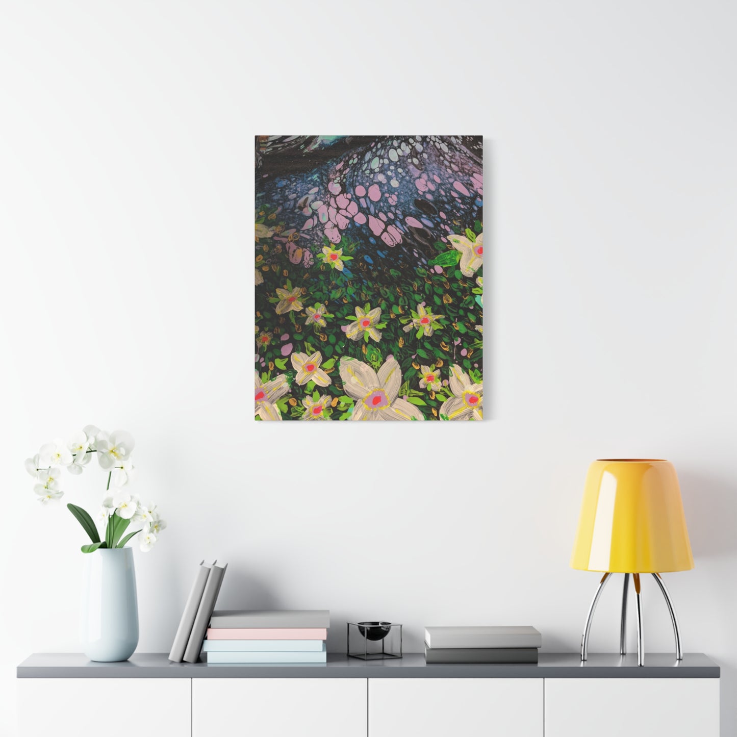 Floetrol&Flowers - Night Pour Garden Matte Canvas Print — Stretched Wall Art