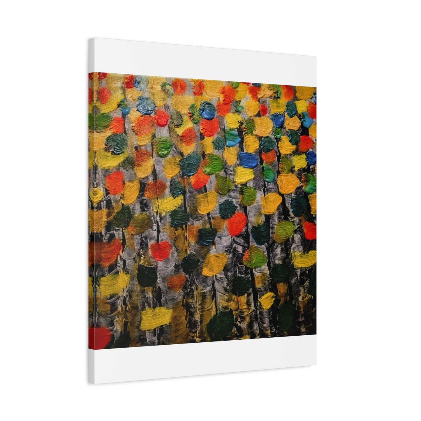 birch trees with color strokes - Abstract Color Bloom Matte Canvas Wall Art — Stretched 1.25"