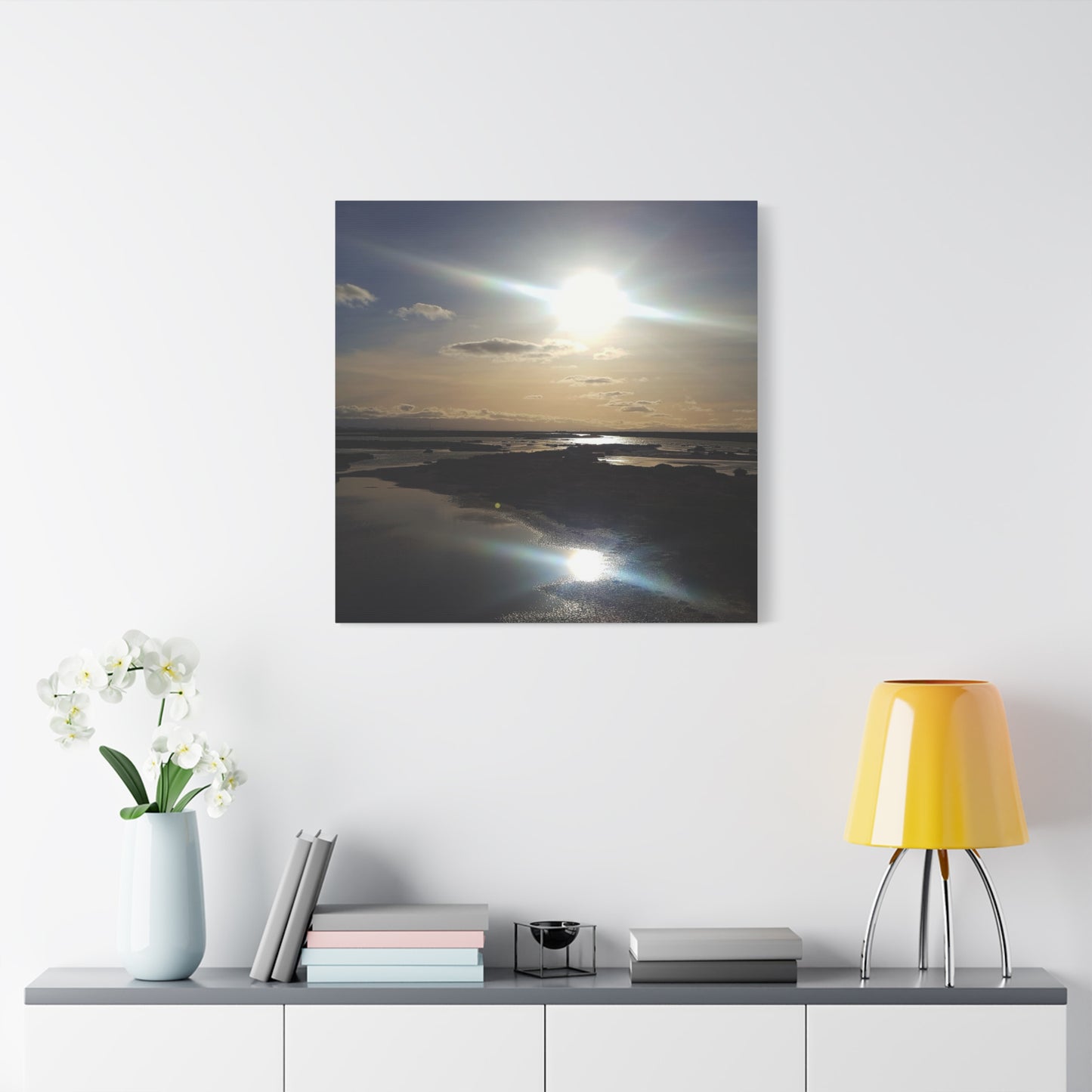 Sunlit Coastal Reflection (don edwards preserve)Canvas Print — Matte Stretched Wall Art