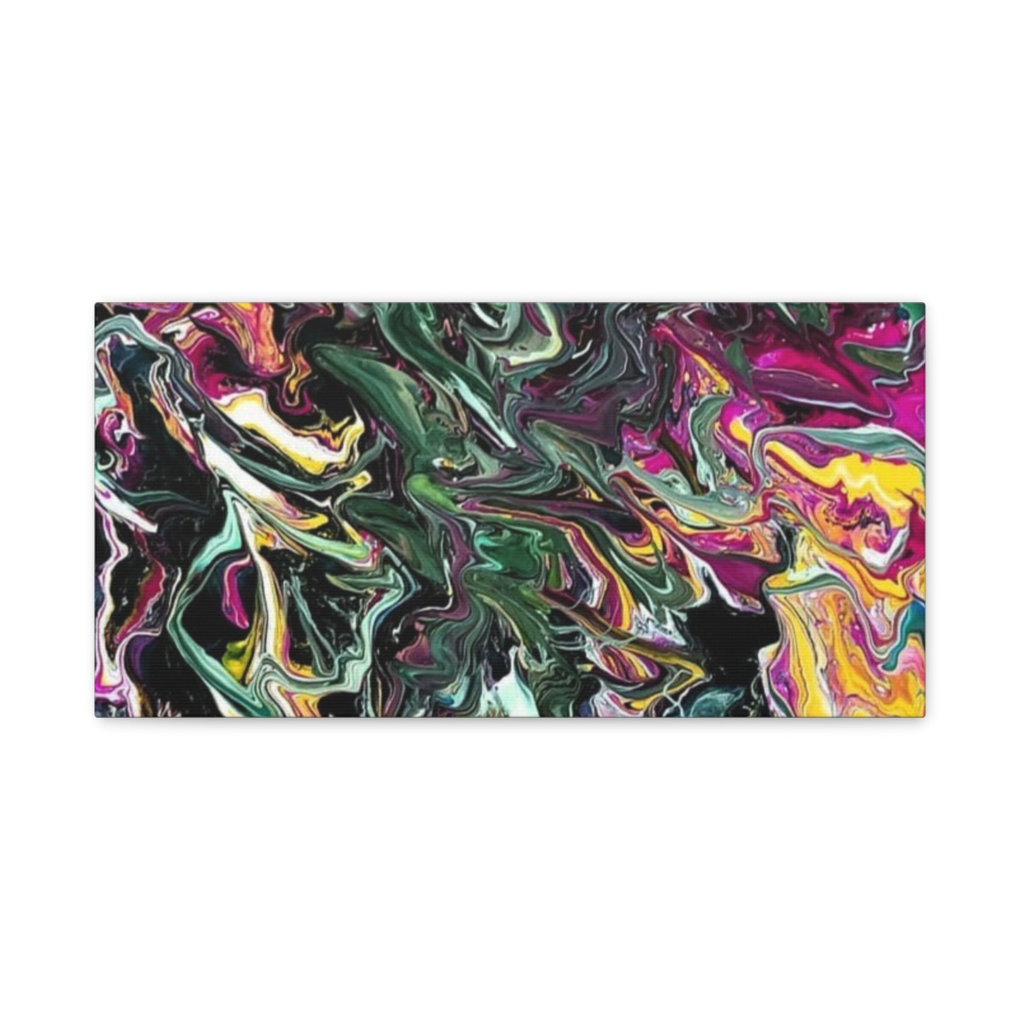 chaos in the garden - Abstract Fluid Art Matte Canvas Print - Colorful Swirl Wall Art