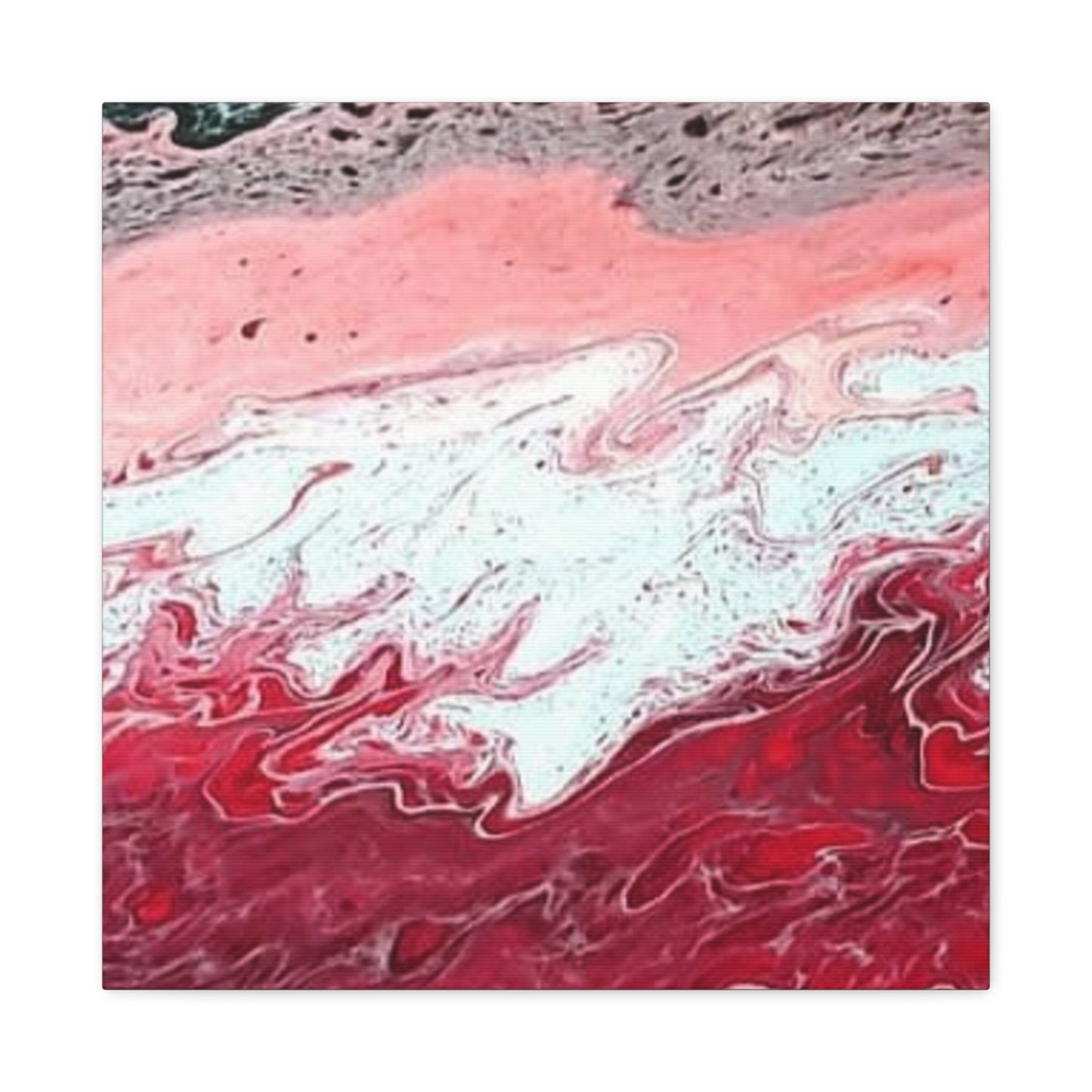 Abstract Pink & Red Fluid Art Canvas — Matte Stretched Wall Art