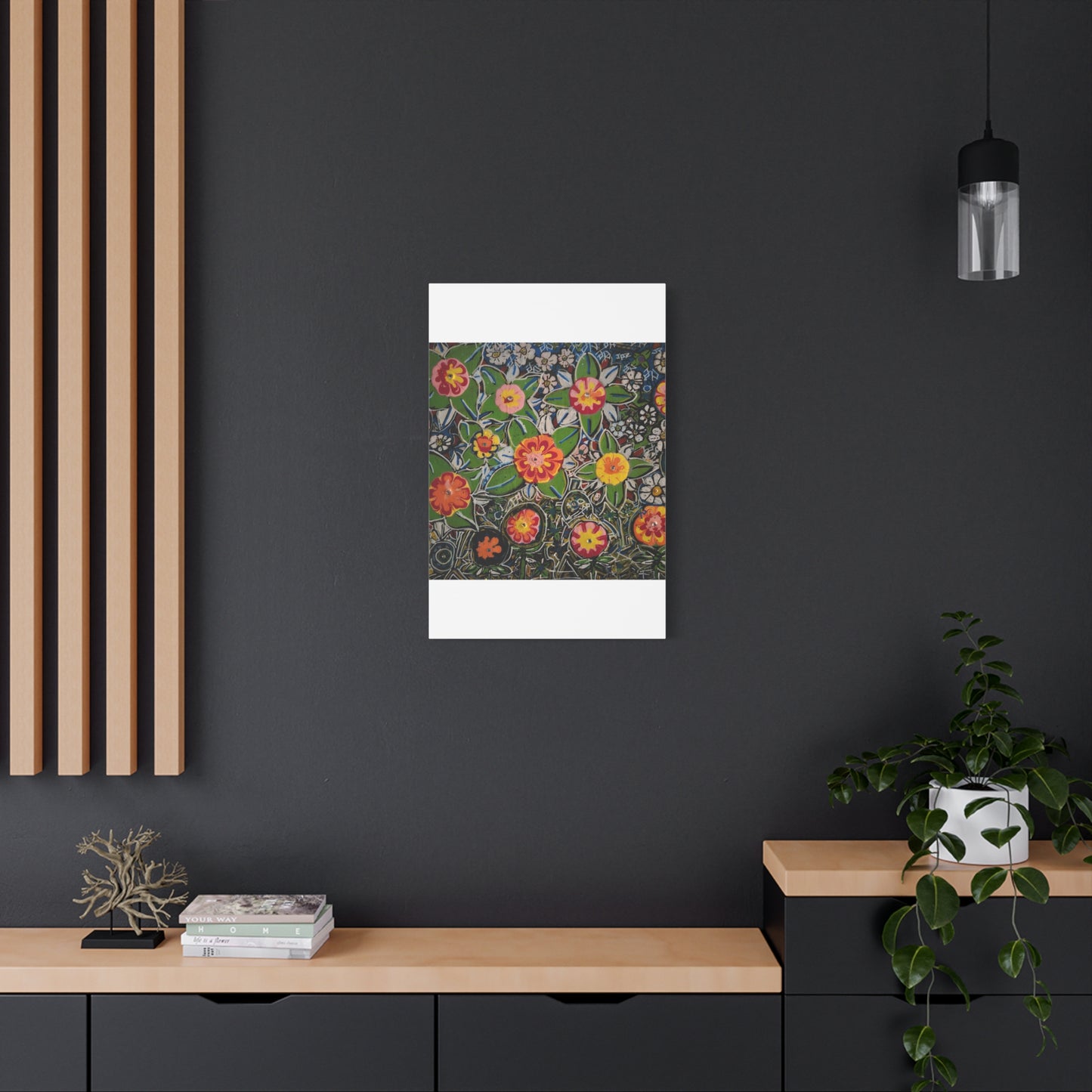 Urban_gardening-04 - Floral Pop Matte Stretched Canvas – Colorful Hand-Painted Garden Wall Art