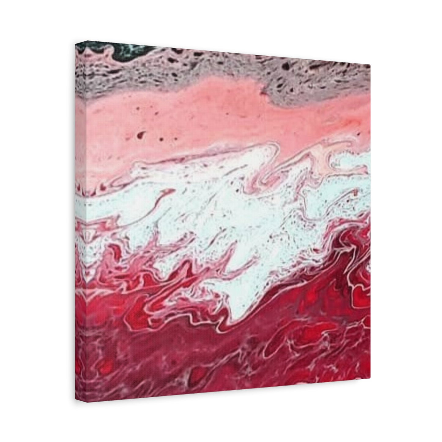 Abstract Pink & Red Fluid Art Canvas — Matte Stretched Wall Art