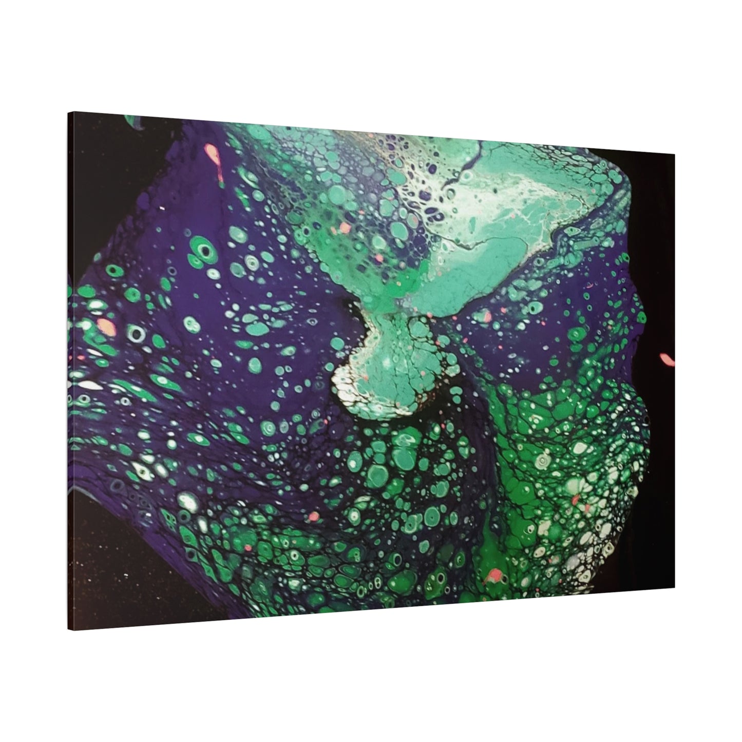 Abstract Green & Teal Fluid Art Canvas Print - Matte Stretched Wall Art