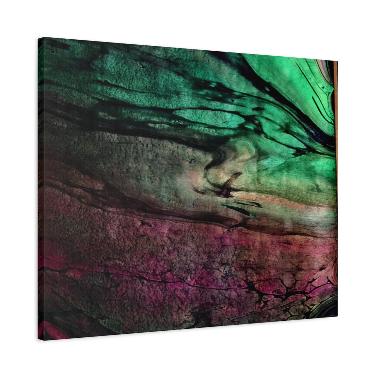 flame tempered pour - Abstract Teal & Magenta Canvas Wall Art — Matte Stretched 1.25"