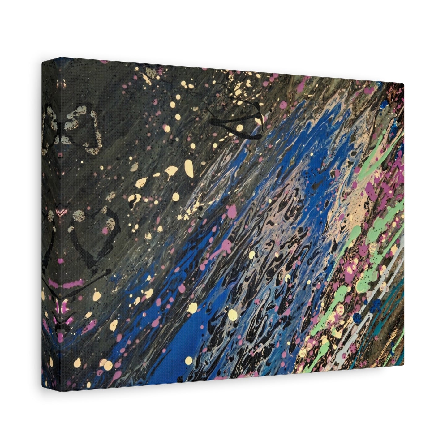Abstract Splatter Matte Canvas Print — Colorful Fluid Art Wall Decor, Stretched 1.25"