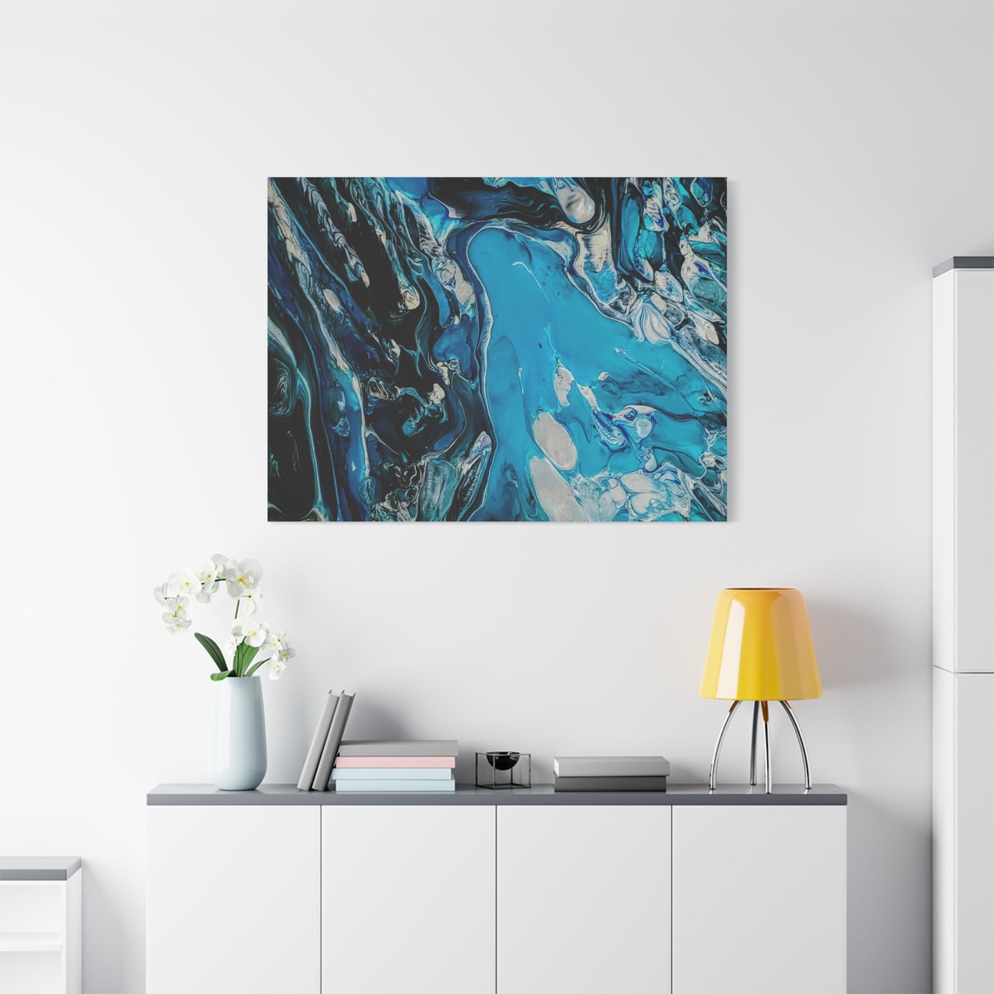 Blue Ocean Abstract Matte Canvas Print — Stretched Wall Art