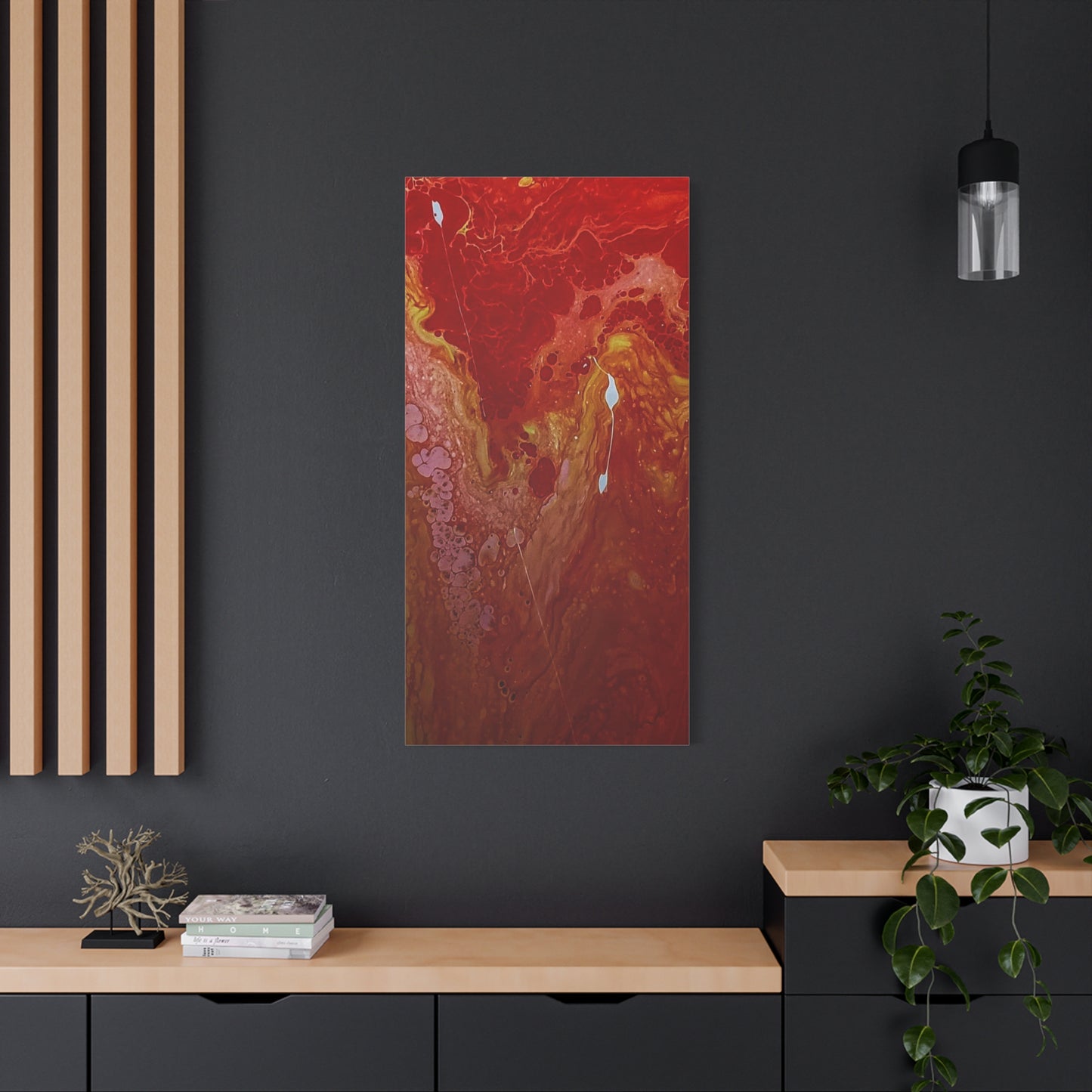 Abstract Red Fluid Art Canvas Print — Matte Stretched Wall Art