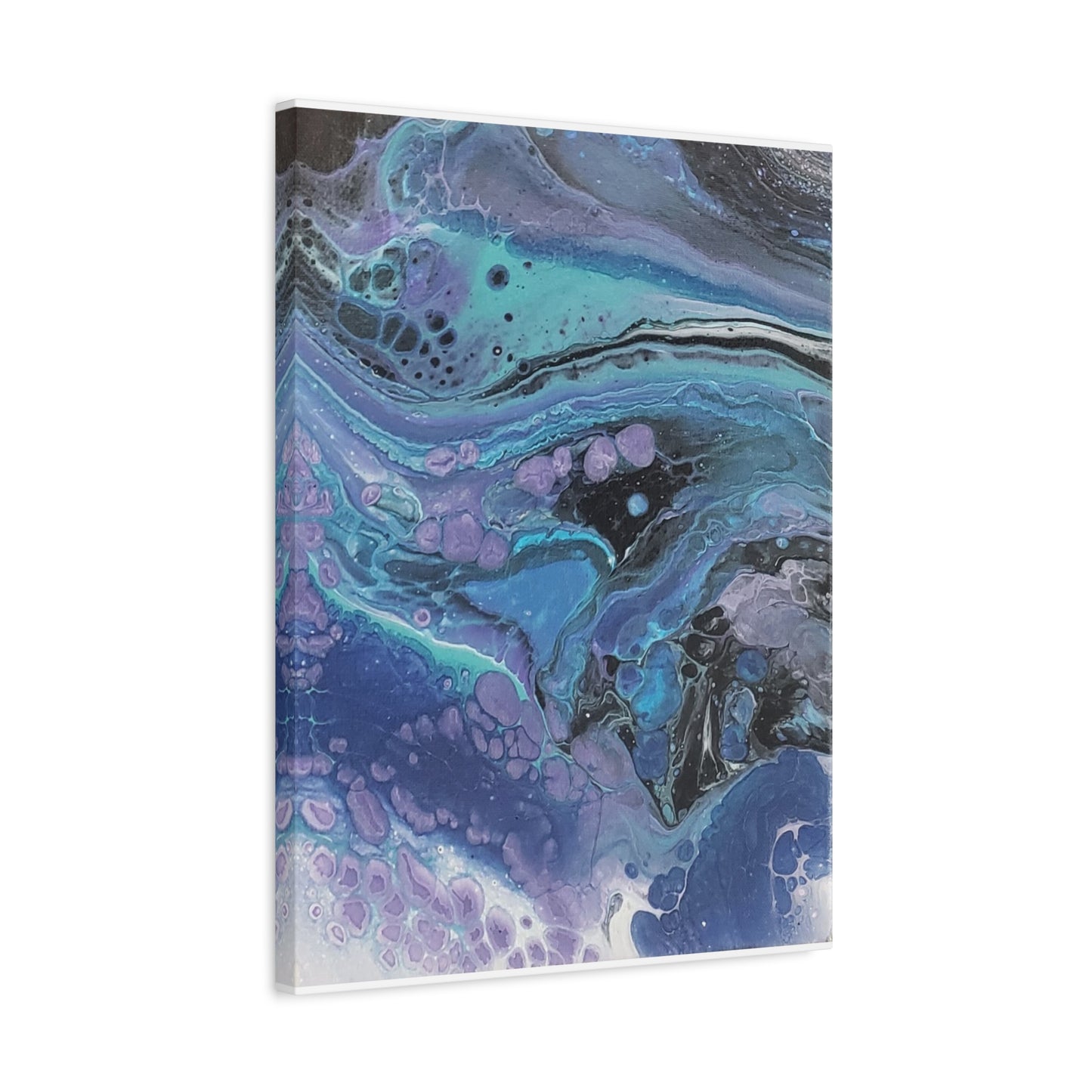 Abstract Ocean Wave Matte Canvas Print — Blue & Purple Fluid Art, Stretched 1.25"
