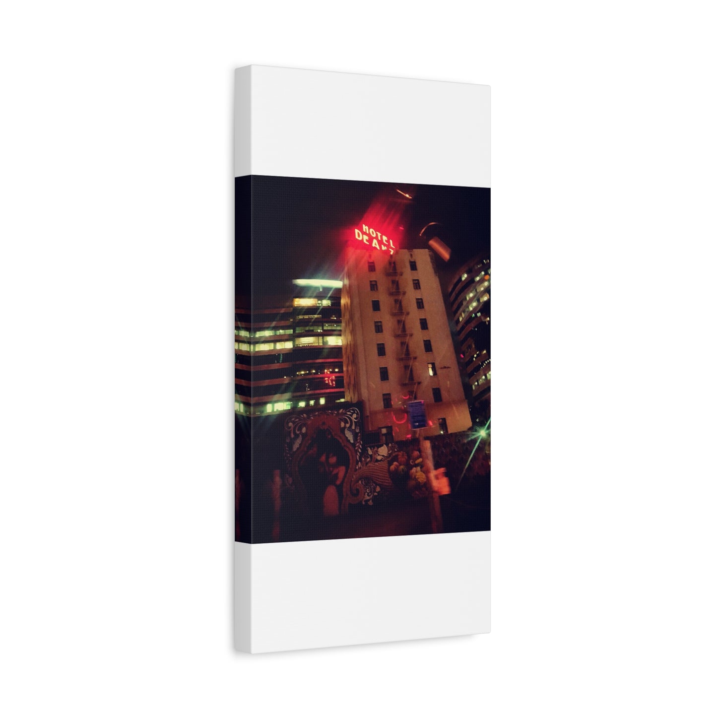 Hotel DeAnza - City Nightscape Canvas Print — Urban Street Art Building Matte Stretched 1.25"