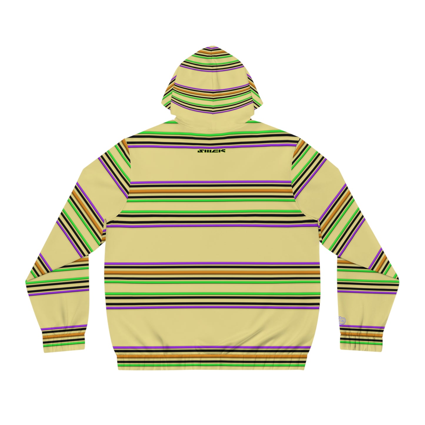 Striped Full-Zip Hoodie – Retro Green & Yellow All-Over Print