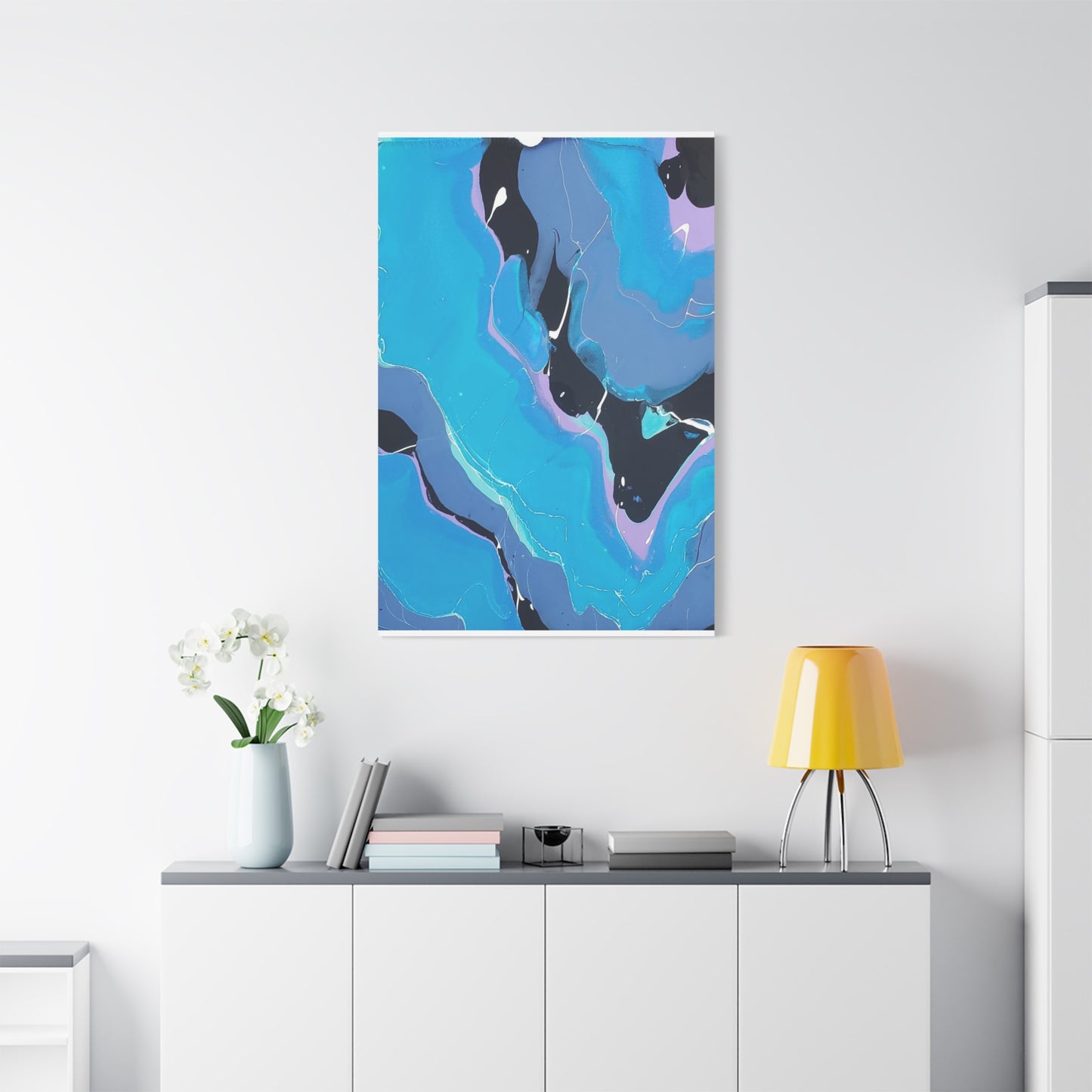 Abstract Blue Fluid Art Canvas Print — Matte Stretched Wall Art 1.25"