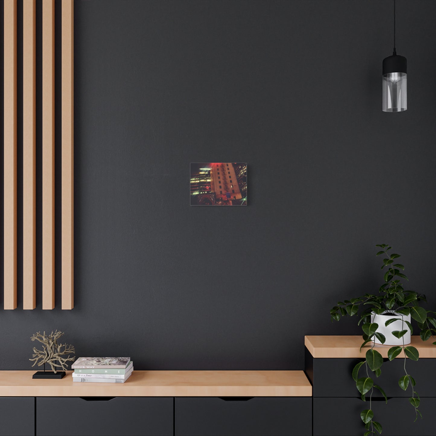 Hotel DeAnza - City Nightscape Canvas Print — Urban Street Art Building Matte Stretched 1.25"