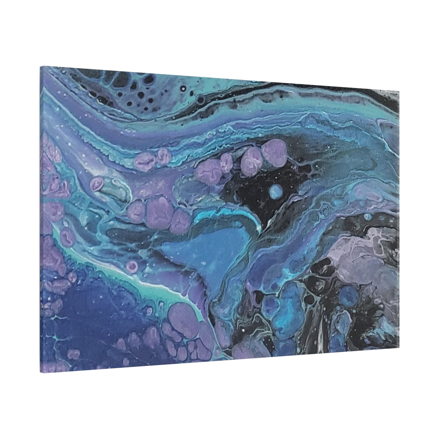 Abstract Ocean Wave Matte Canvas Print — Blue & Purple Fluid Art, Stretched 1.25"