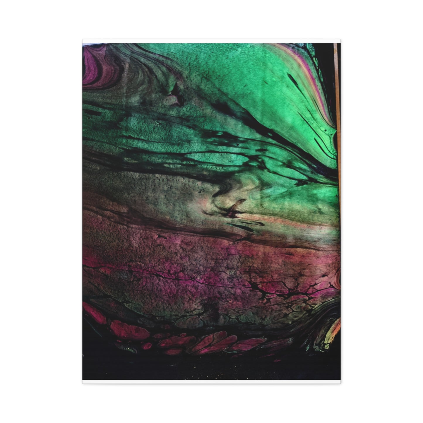 flame tempered pour - Abstract Teal & Magenta Canvas Wall Art — Matte Stretched 1.25"