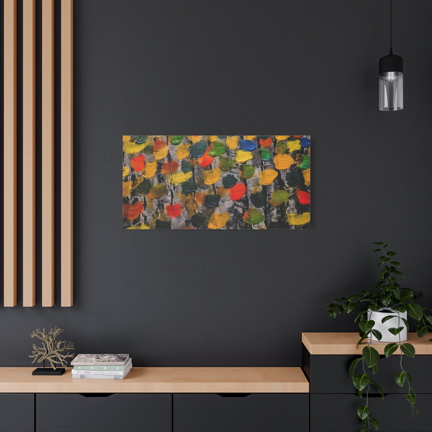 birch trees with color strokes - Abstract Color Bloom Matte Canvas Wall Art — Stretched 1.25"