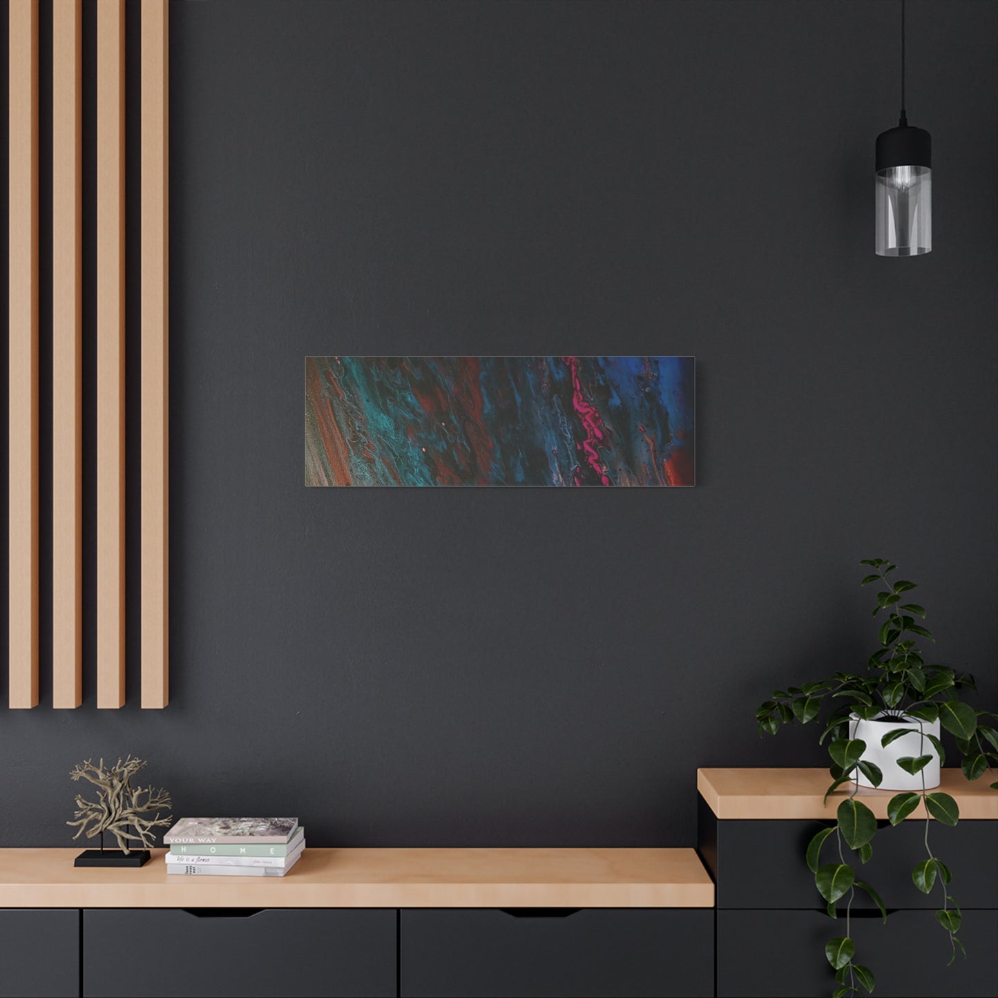 Abstract Fluid Art Canvas Wall Art - Jupiter pour — Vibrant Ocean Night Matte Stretched Canvas