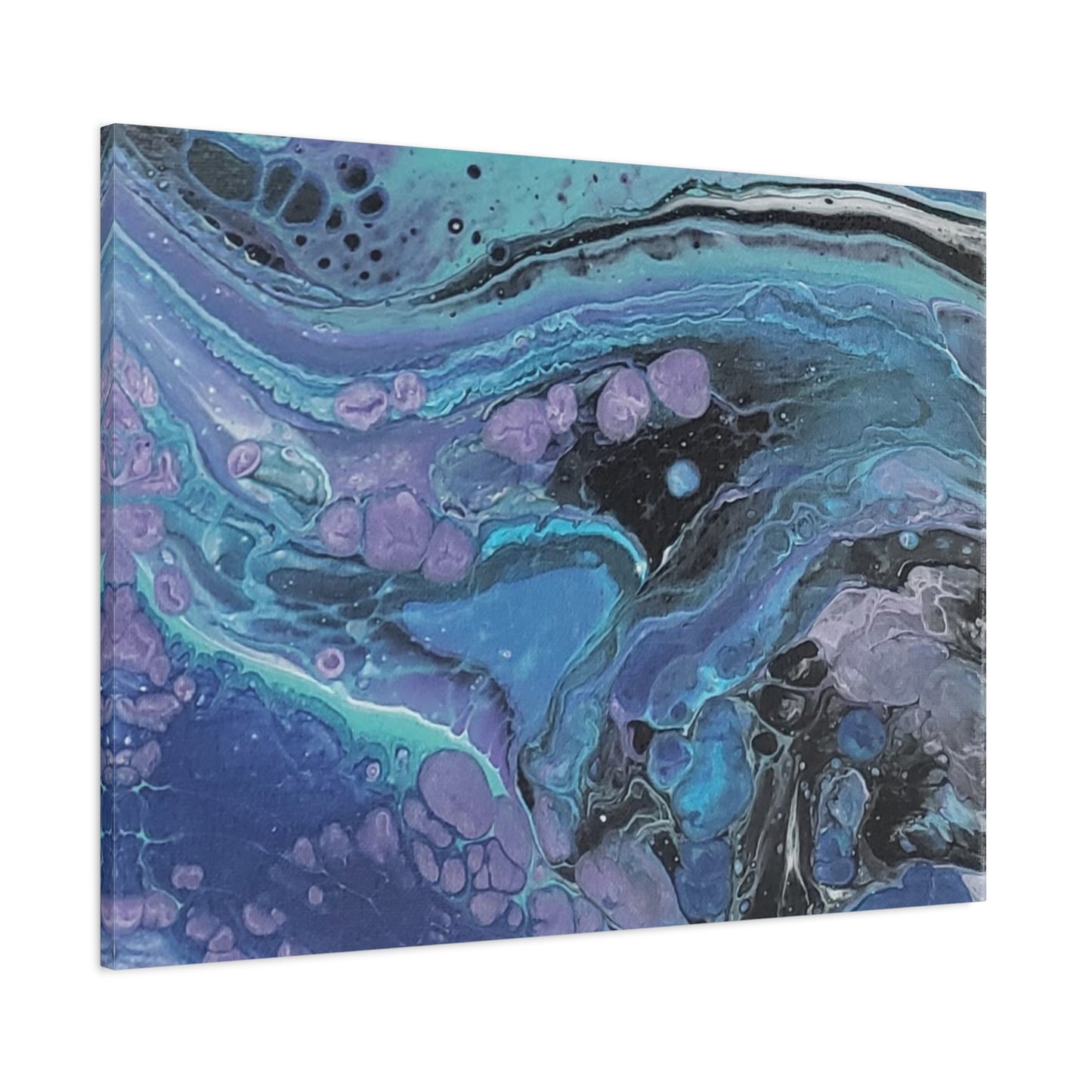Abstract Ocean Wave Matte Canvas Print — Blue & Purple Fluid Art, Stretched 1.25"