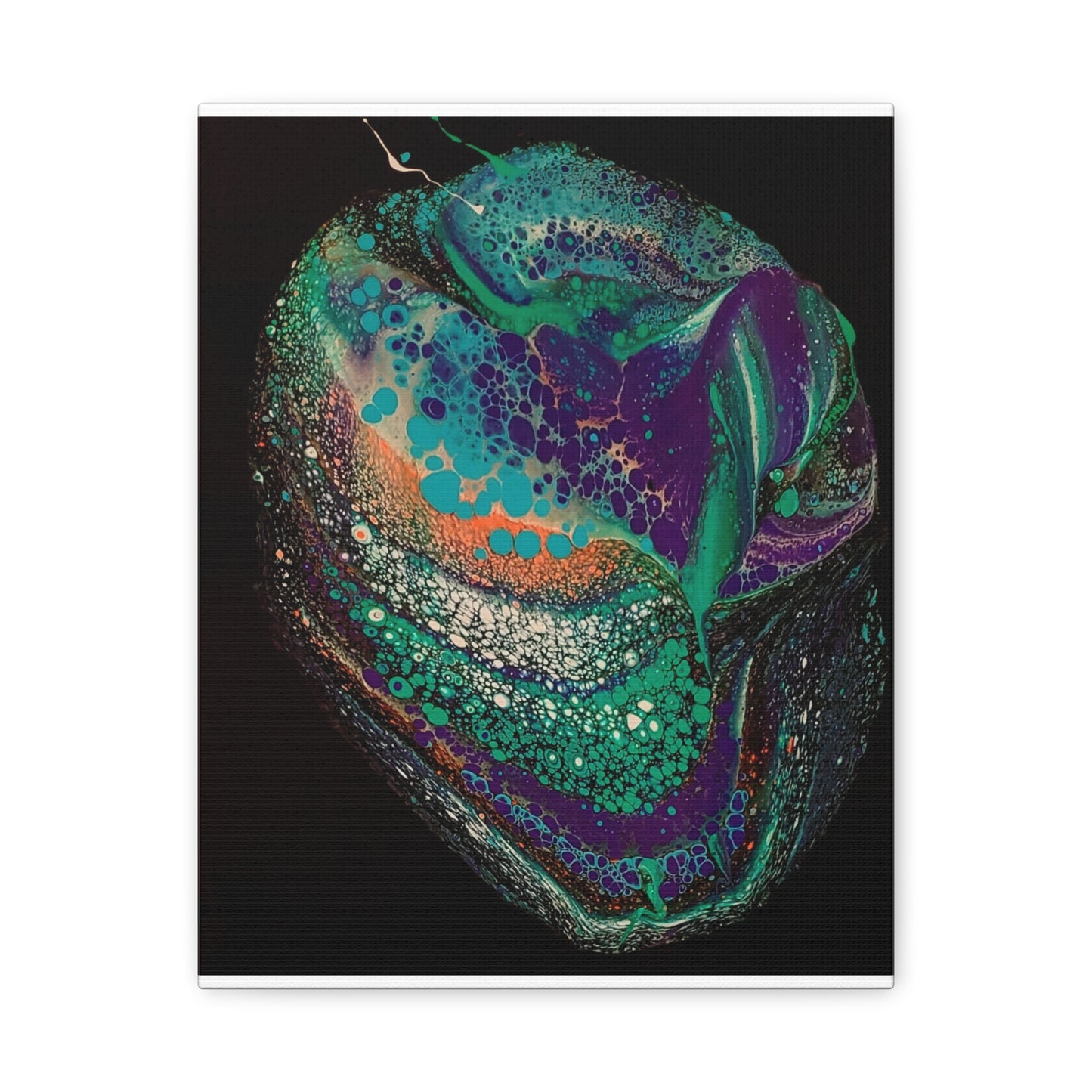 Abstract Fluid Art Canvas Print — Teal, Purple & Gold Swirl Matte Stretched Wall Art