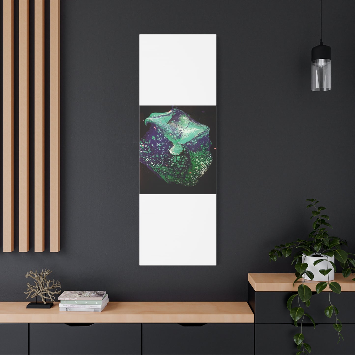 Abstract Green & Teal Fluid Art Canvas Print - Matte Stretched Wall Art