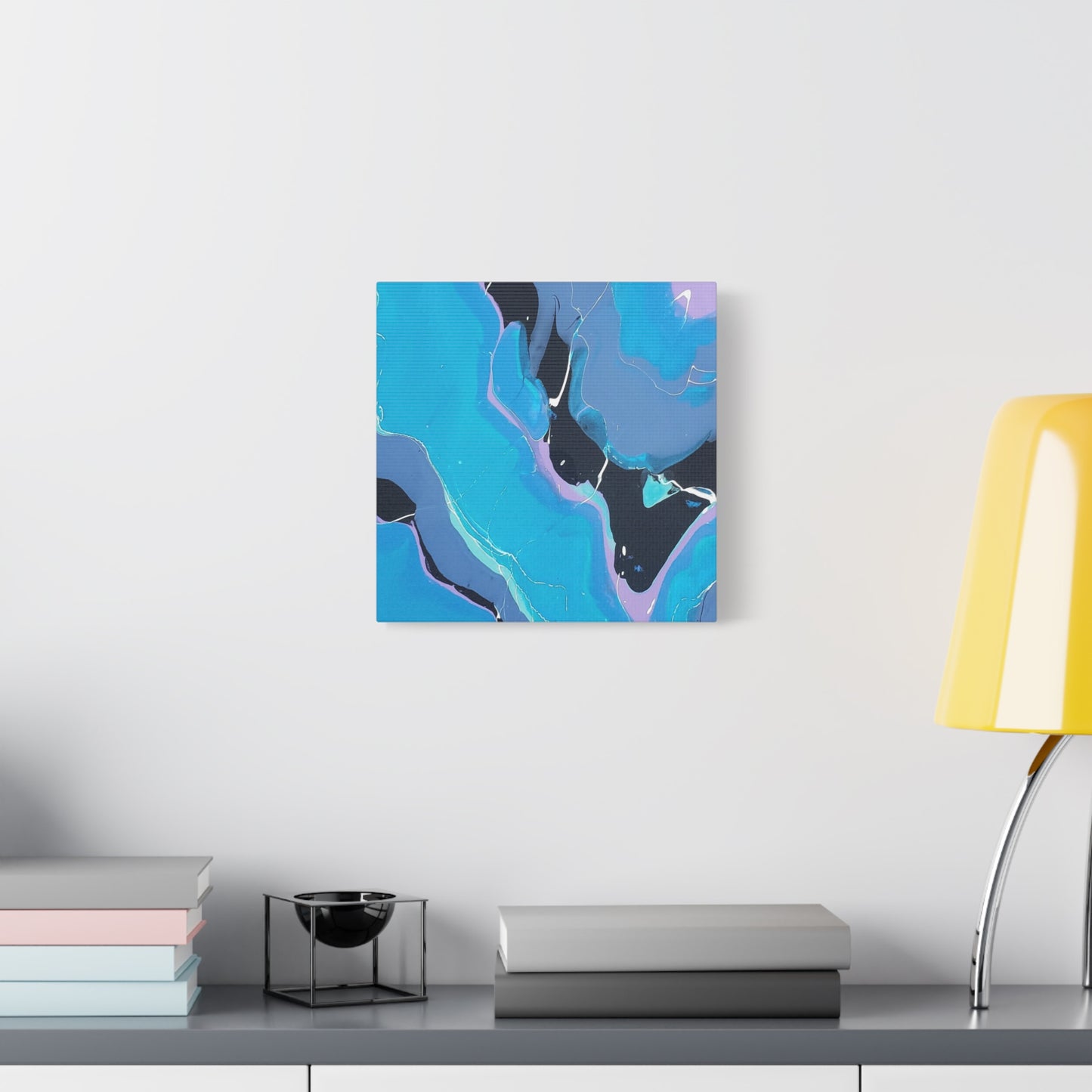 Abstract Blue Fluid Art Canvas Print — Matte Stretched Wall Art 1.25"