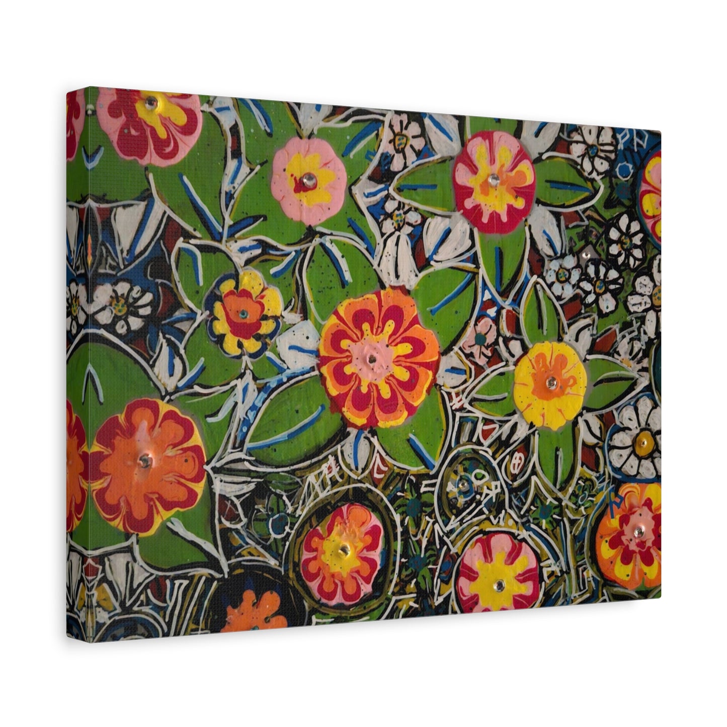 Urban_gardening-04 - Floral Pop Matte Stretched Canvas – Colorful Hand-Painted Garden Wall Art