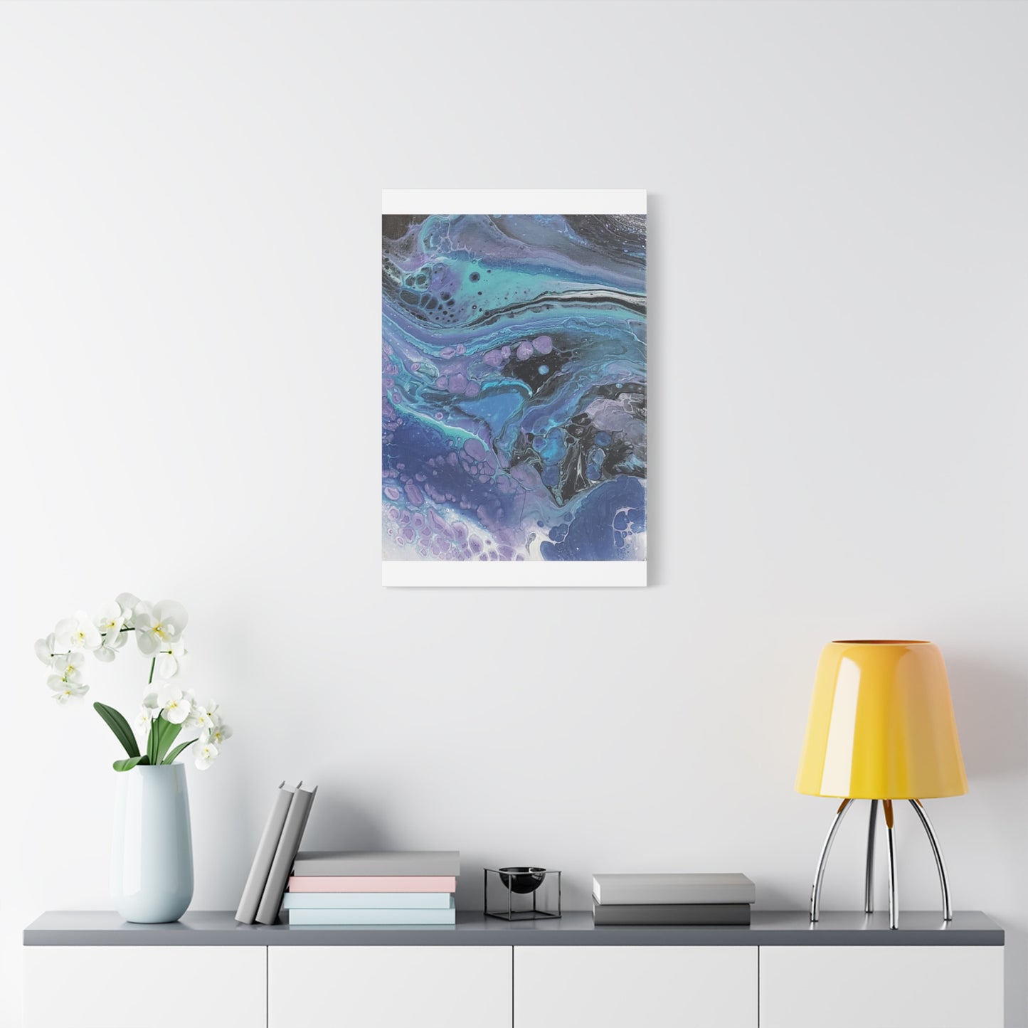 Abstract Ocean Wave Matte Canvas Print — Blue & Purple Fluid Art, Stretched 1.25"