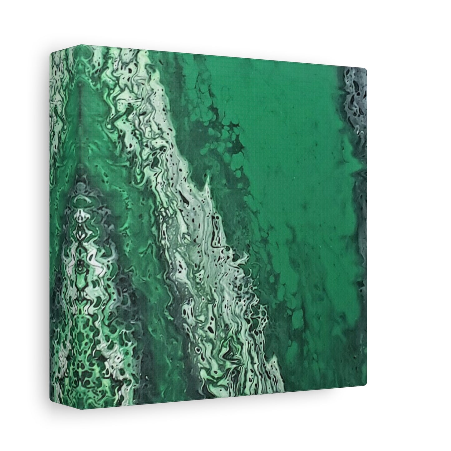 Emerald Wave Abstract Canvas Print — Matte Stretched Wall Art