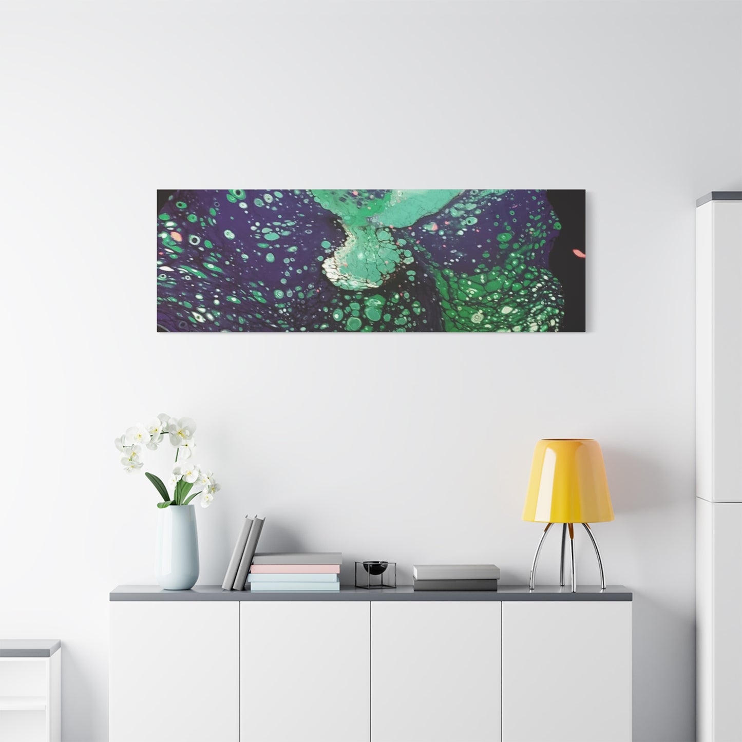 Abstract Green & Teal Fluid Art Canvas Print - Matte Stretched Wall Art