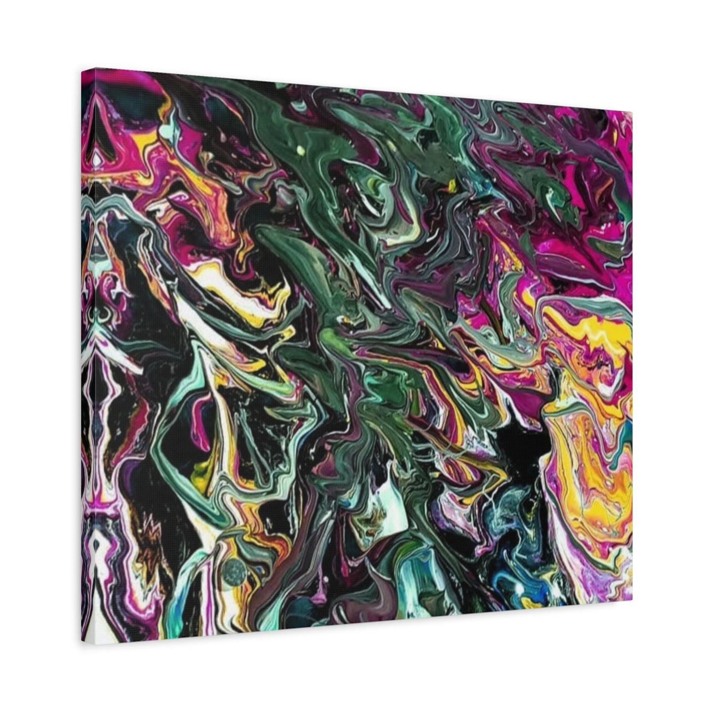 chaos in the garden - Abstract Fluid Art Matte Canvas Print - Colorful Swirl Wall Art