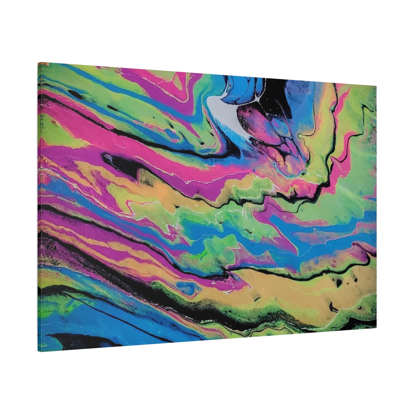 Abstract Neon Fluid Art Canvas Print — Vibrant Psychedelic Wall Decor