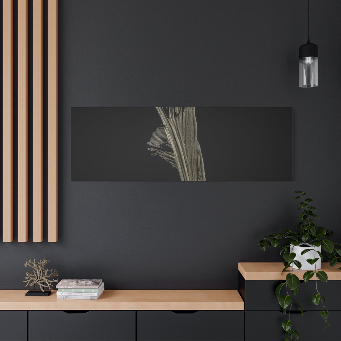 Calla Lilly - Minimalist Botanical Canvas Print — Monochrome Flower Art on Black Matte