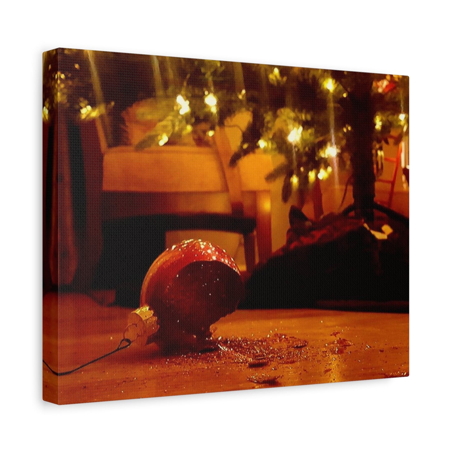 Christmas Tree Ornament Photo Canvas – Cozy Holiday Still Life Wall Art
