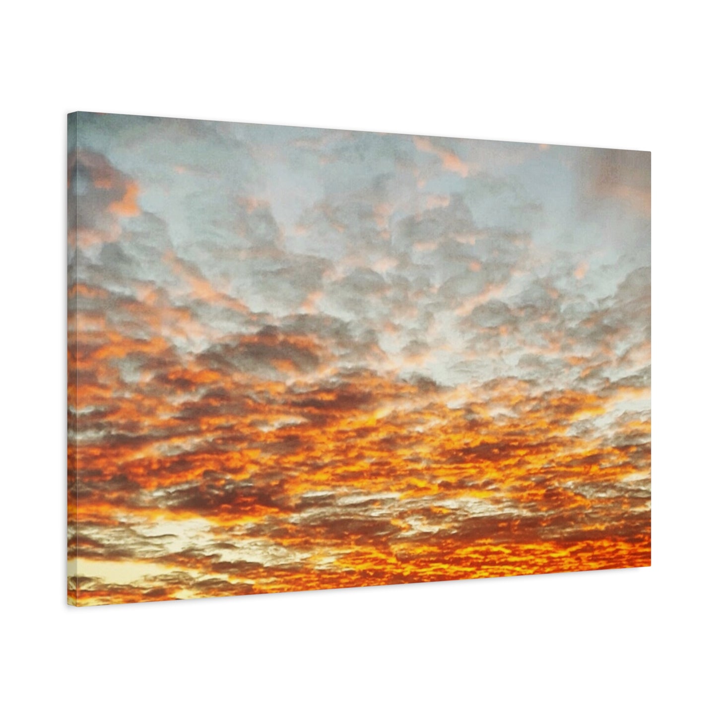 Sunset Sky Canvas Print — Orange Cloudscape Matte Stretched Wall Art