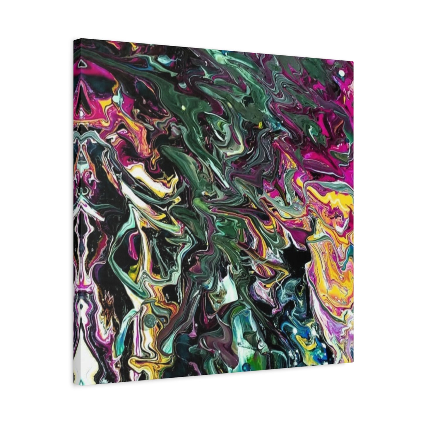 chaos in the garden - Abstract Fluid Art Matte Canvas Print - Colorful Swirl Wall Art
