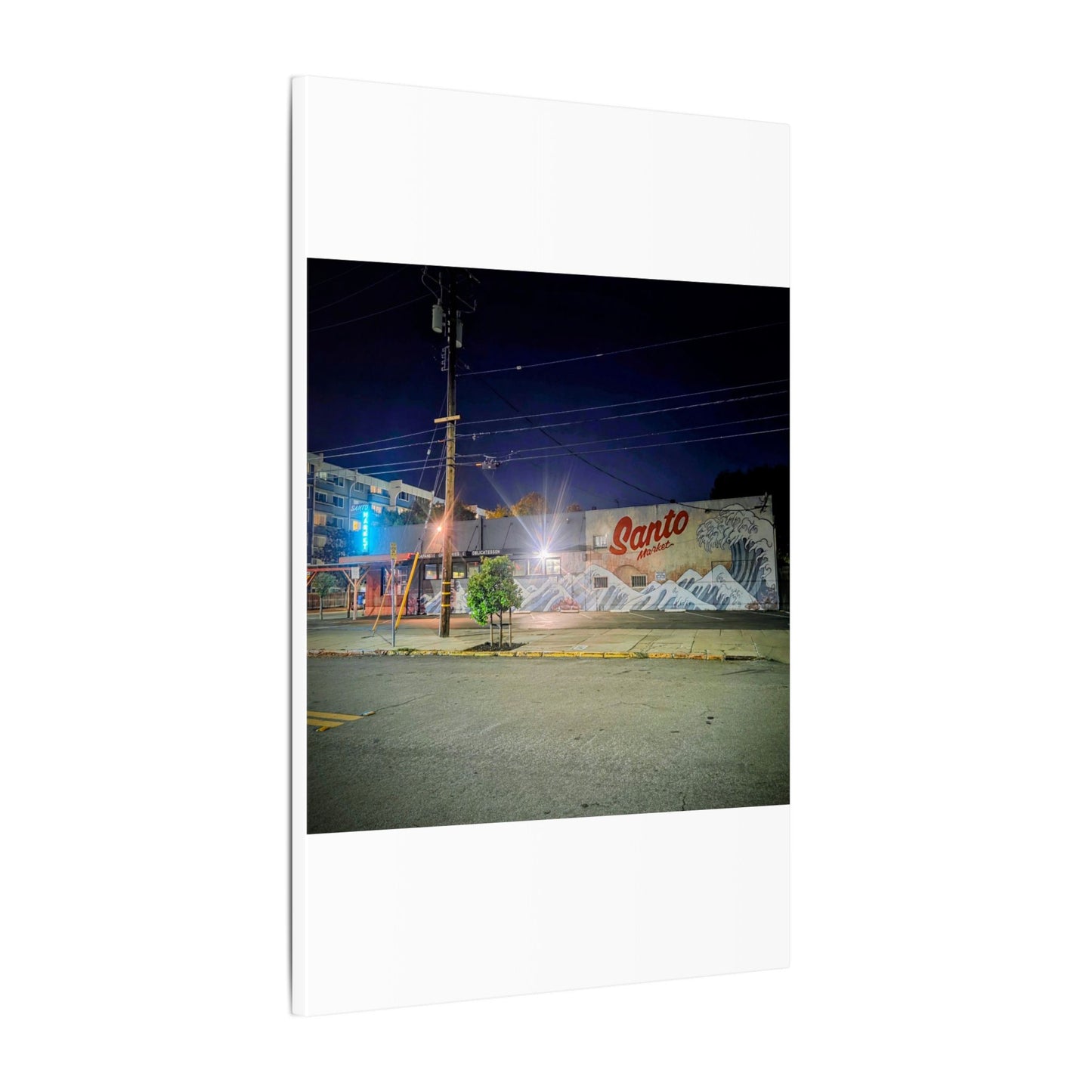 Santo Market Mural (7th&taylor)— Nighttime Urban Wall Art