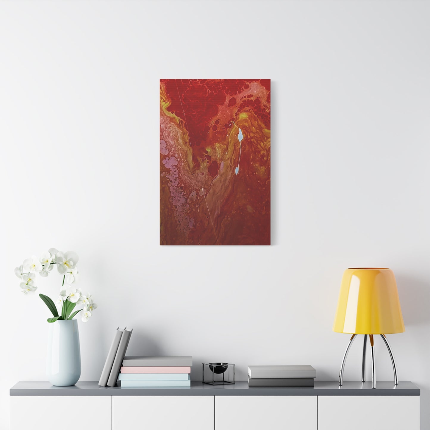 Abstract Red Fluid Art Canvas Print — Matte Stretched Wall Art