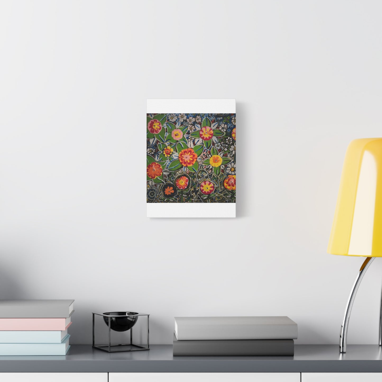 Urban_gardening-04 - Floral Pop Matte Stretched Canvas – Colorful Hand-Painted Garden Wall Art