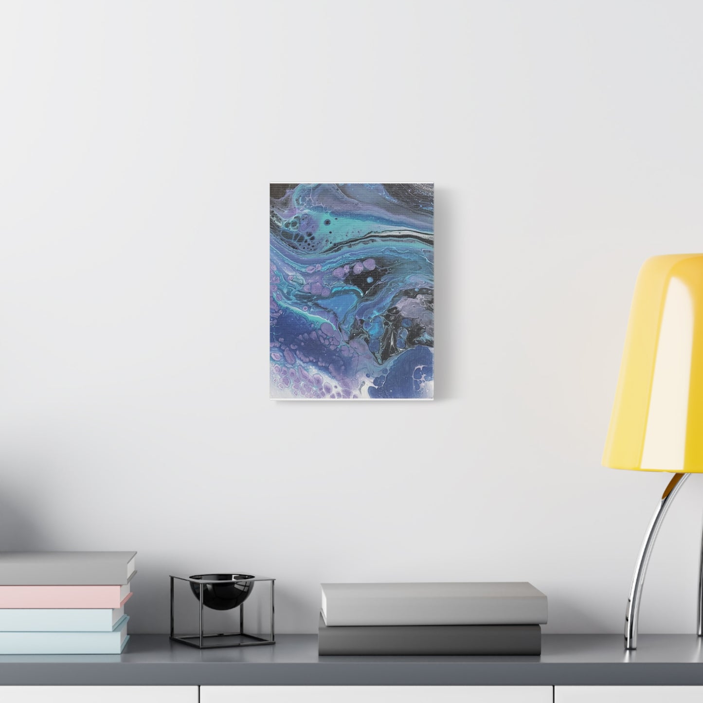 Abstract Ocean Wave Matte Canvas Print — Blue & Purple Fluid Art, Stretched 1.25"