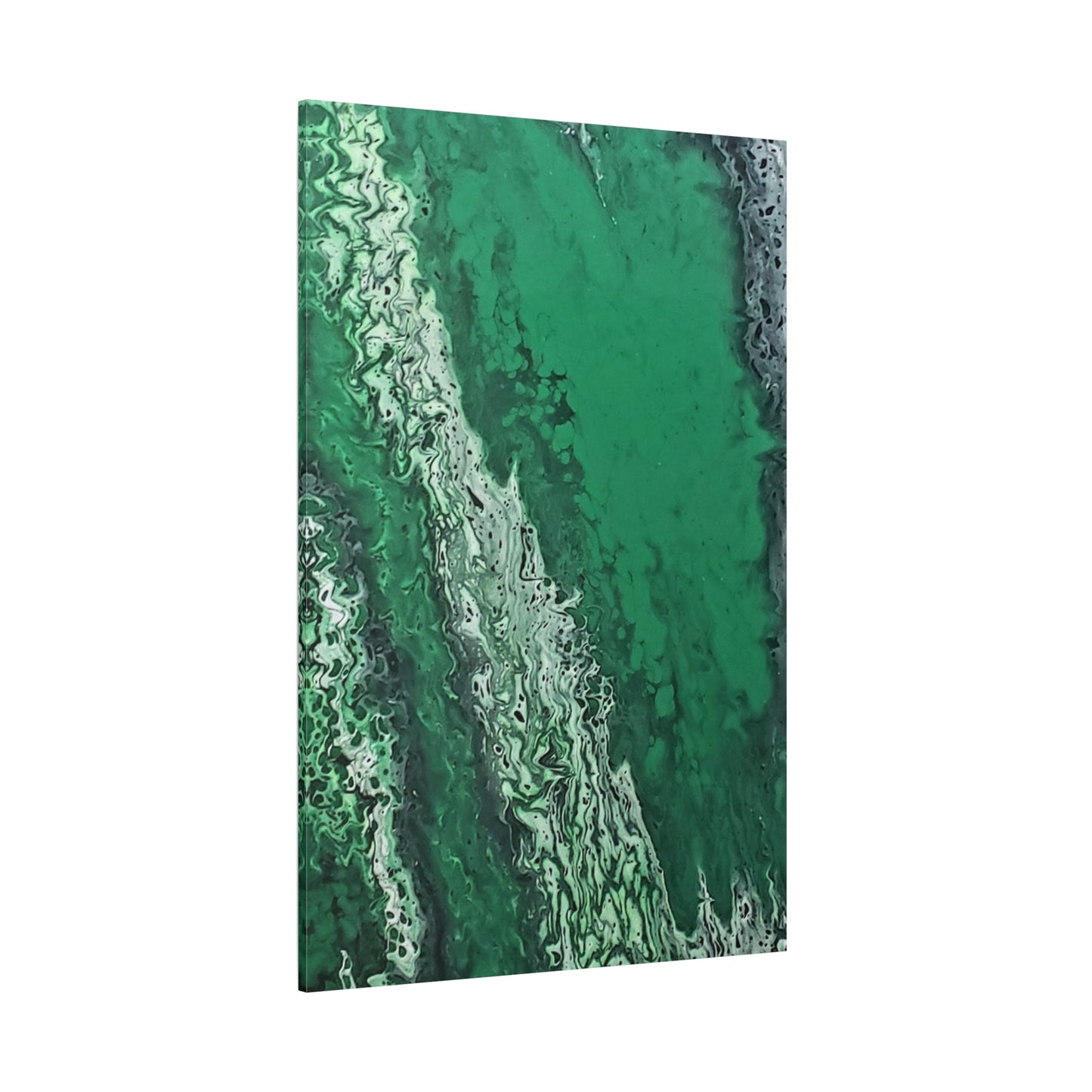 Emerald Wave Abstract Canvas Print — Matte Stretched Wall Art