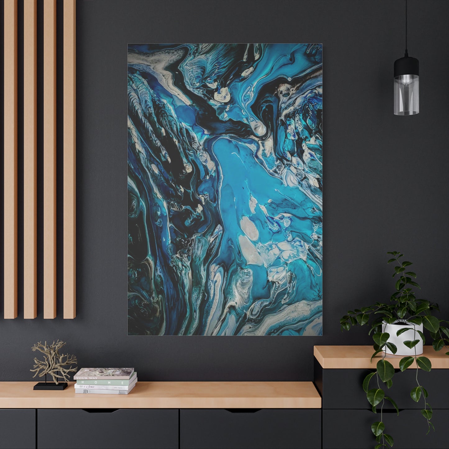 Blue Ocean Abstract Matte Canvas Print — Stretched Wall Art