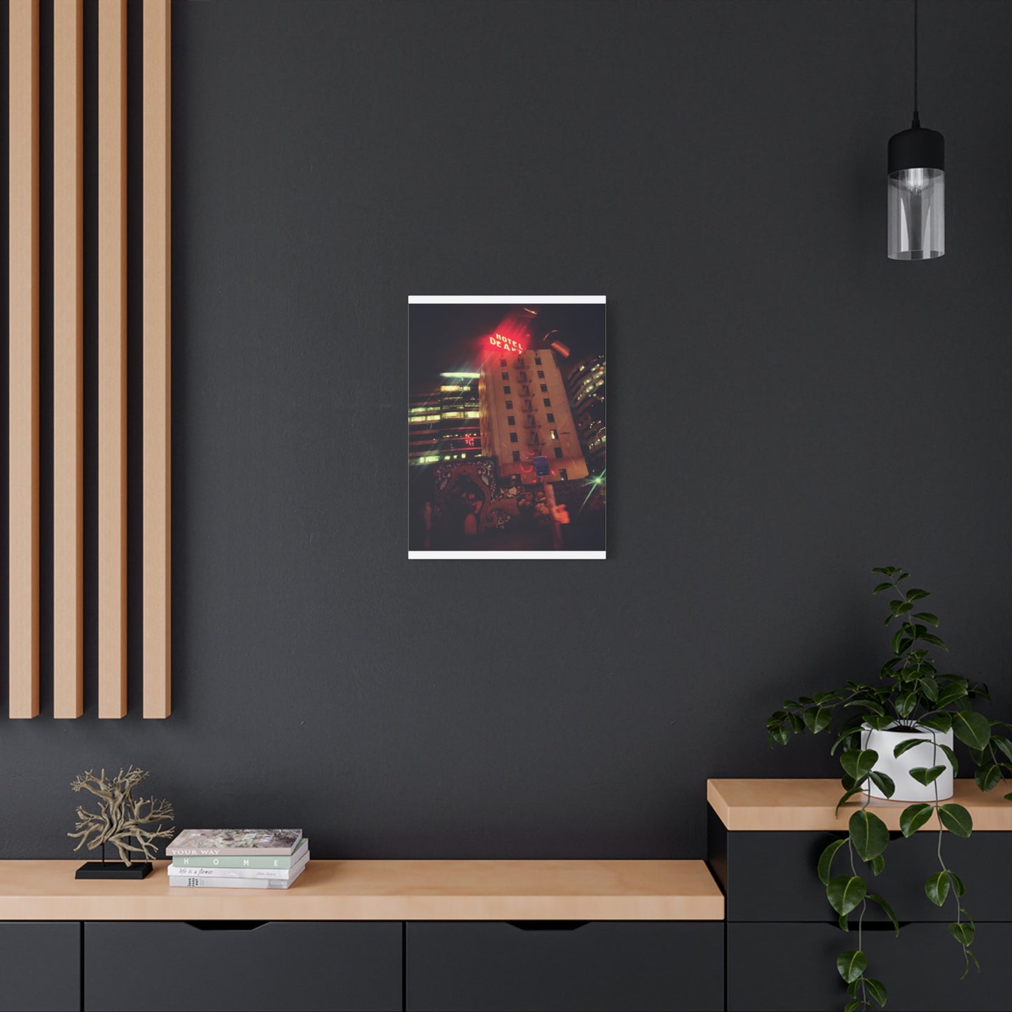 Hotel DeAnza - City Nightscape Canvas Print — Urban Street Art Building Matte Stretched 1.25"
