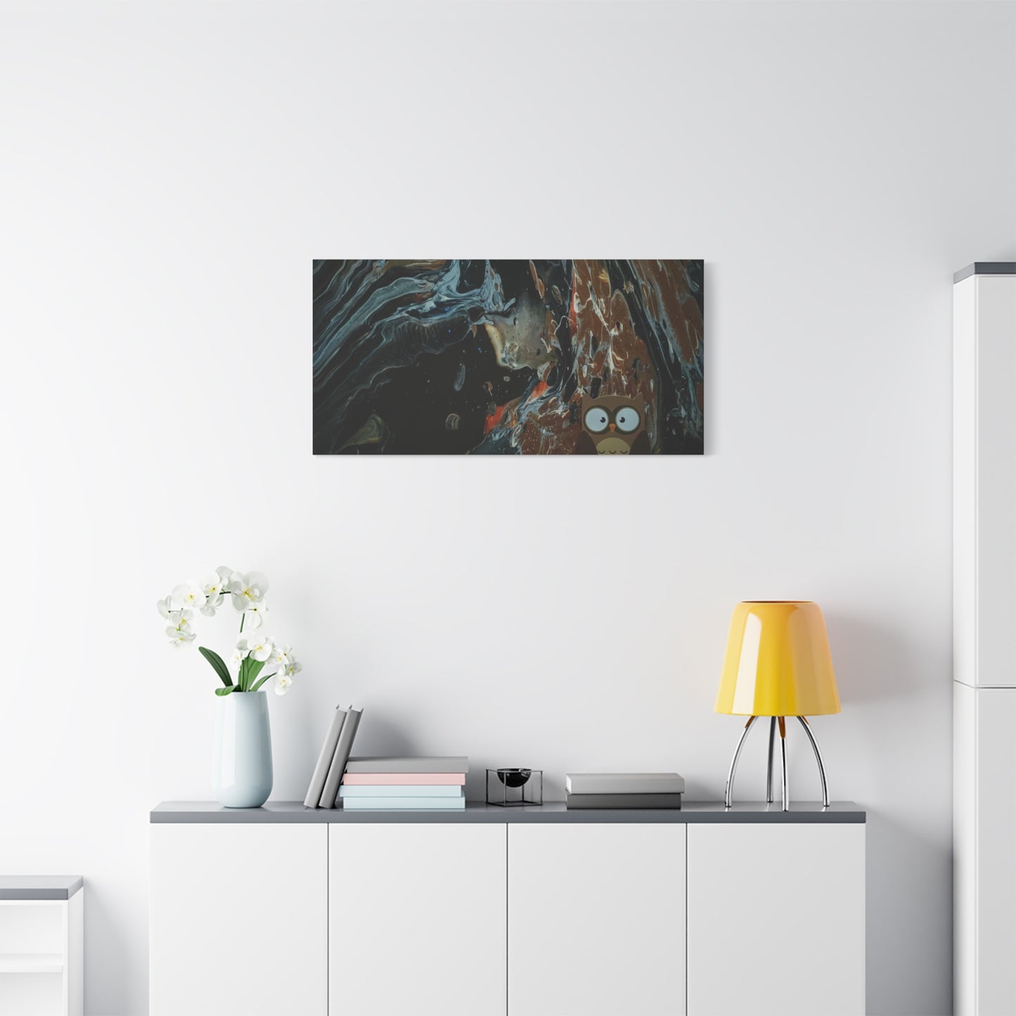 Abstract Swirl Owl Matte Canvas Print