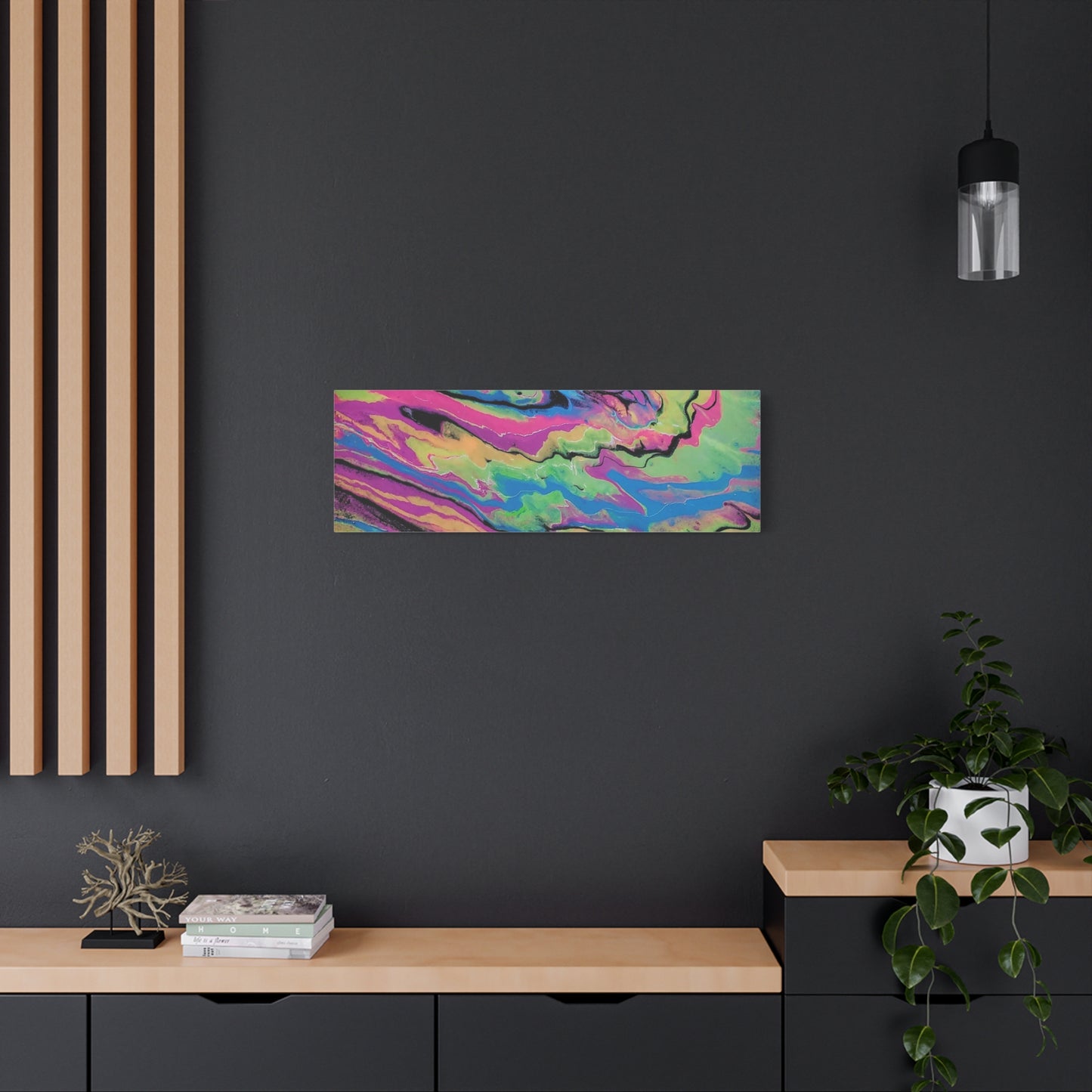 Abstract Neon Fluid Art Canvas Print — Vibrant Psychedelic Wall Decor